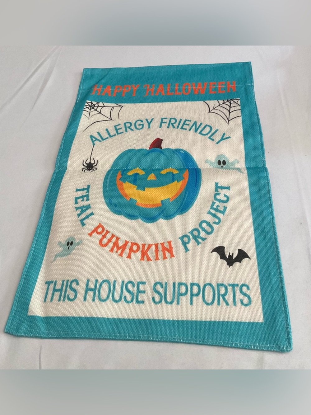 Allergy Friendly Teal Pumpkin Halloween Garden Flag